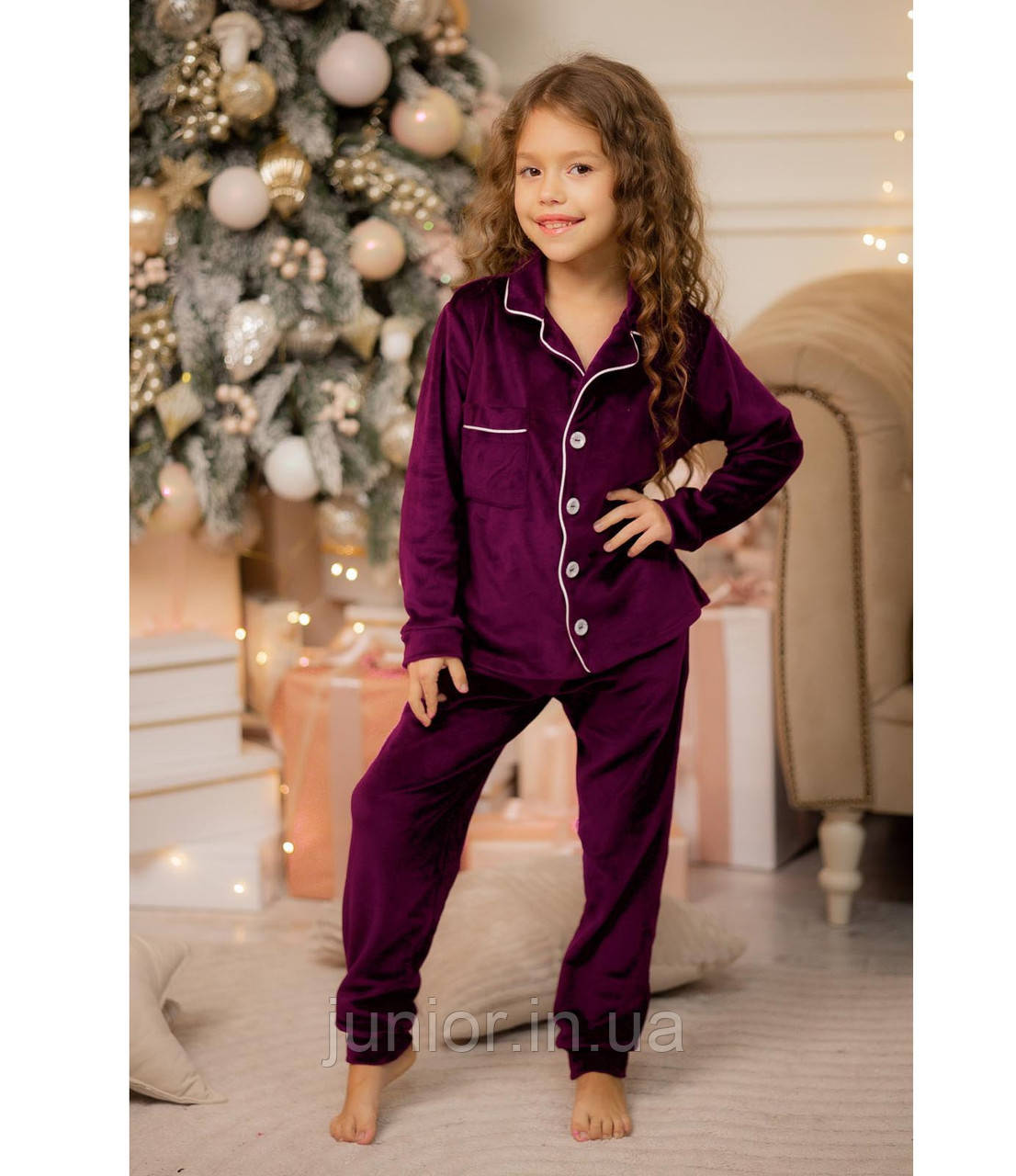 Дитячий домашній велюровий комплект піжама для дівчинки (116-140р), фото 1