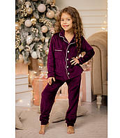 Дитячий домашній велюровий комплект піжама для дівчинки (116-140р)