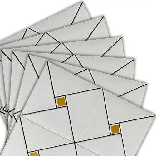 Настінно-стельова Самоклеюча 3D панель золоті квадрати 700x700x4мм (373) BV-00001354, фото 1