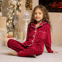 Дитячий домашній велюровий комплект піжама для дівчинки  (116-140р)
