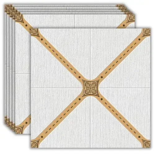 Самоклеюча 3D панель настінно-стельова золотий хрест 700x700x4мм, (375) 3D панелі самоклеючі, декор для дому! BV-00001356