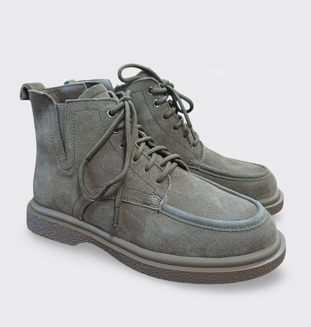 Жіночі зимові замшеві черевики хакі (B7788-10), фото 1