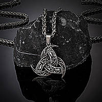 Підвіска Дракон зі сталі 316L сірого кольору з ланцюжком 60 см, чоловіча і жіноча прикраса в скандинавському стилі унісекс