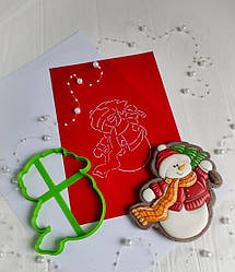 Вирубка для пряника з трафаретом "Сніговик" 10,5см