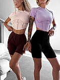 Комплект для фитнеса рашгард и велосипедки з імітацією білизни та скульптурування, фото 4