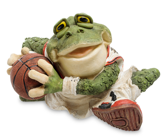 Декоративна тематична статуетка-скарбничка жабки "Баскетбол" із полістоуну від американського бренду Sealmark, фото 1