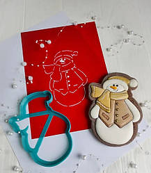 Вирубка для пряника з трафаретом "Сніговик" 12см