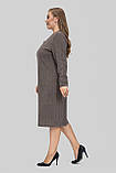 Жіноча сукня великого розміру Софі трикотажна тепла осінньо-зимова 50–60 мокко, фото 2