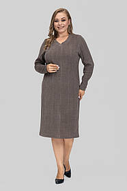Жіноча сукня великого розміру Софі трикотажна тепла осінньо-зимова 50–60 мокко