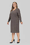Жіноча сукня великого розміру Софі трикотажна тепла осінньо-зимова 50–60 мокко, фото 4