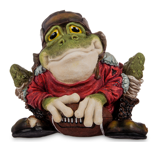 Декоративна тематична статуетка-скарбничка жабки "Регбі" із полістоуну від американського бренду Sealmark, фото 1