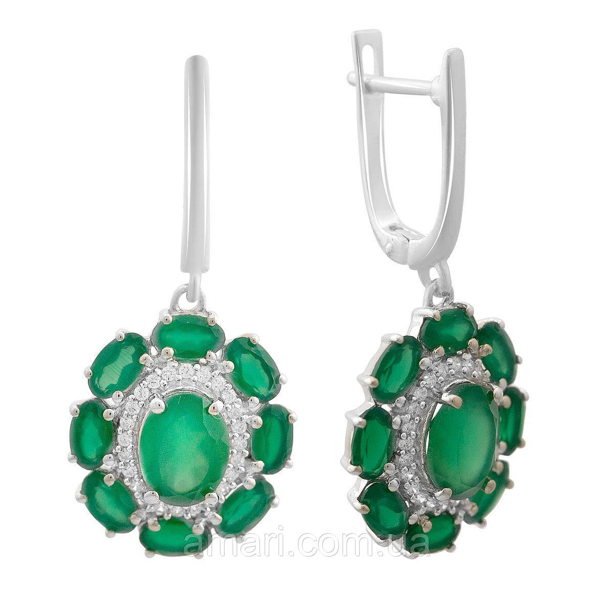 Срібні сережки Komilfo з натуральним агатом 5.882ct (2170938), фото 1