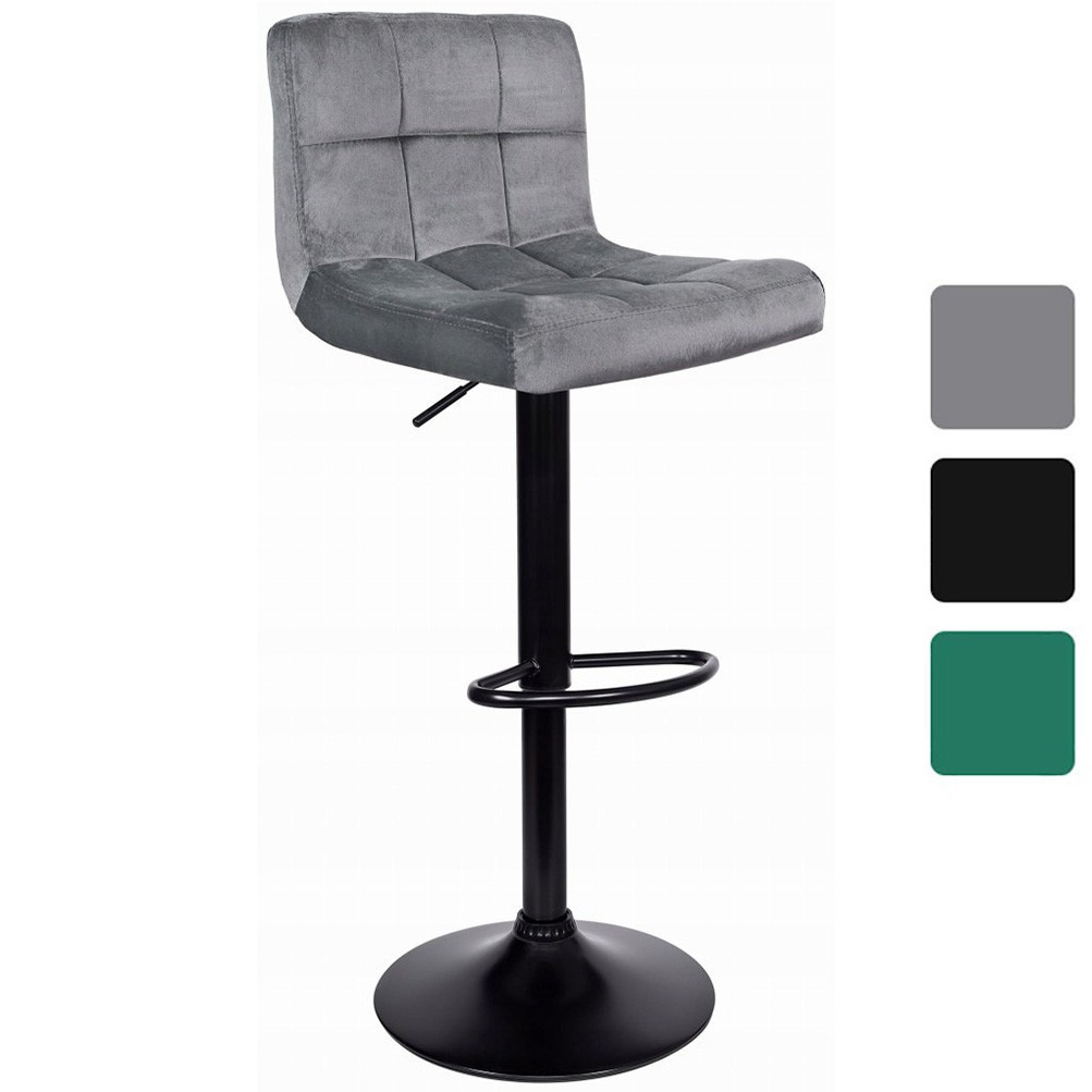 Барний стілець зі спинкою (барне крісло, барне стуло) Bonro B-0106 велюр сірий з чорною основою з регулюванням висоти для бару