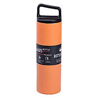 Термос металлический 500 мл с ручкой нержавеющая сталь для спорта и путешествий Оранжевый