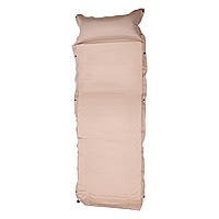 Матрац у намет 175х65х4 см ПВХ легкий з надувним підголівником Бежевий, Похідний матрац із чохлом 175х65 см