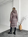 Пуховик молодіжний пальто на пуху з поясом 42-56 розміри мокко, фото 2