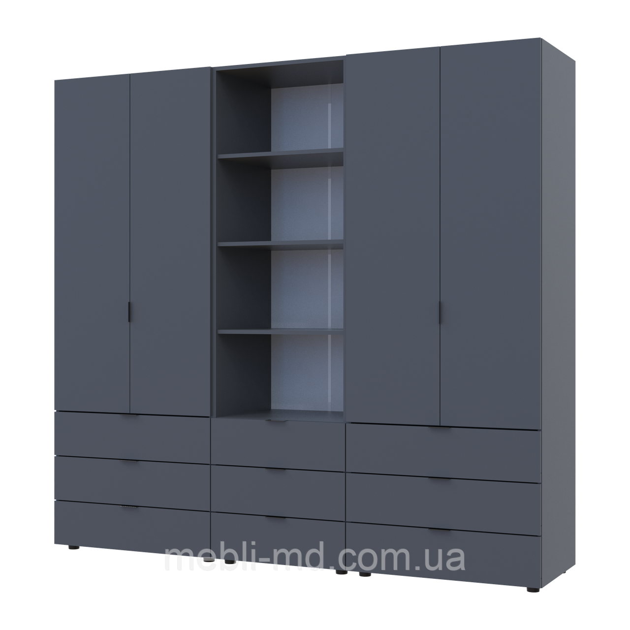 Шафа для одягу Doros Гелар Графіт 2+2ДСП з пеналом 215х49.5х203.4 (42005171), фото 1