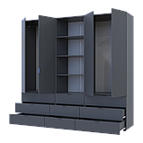 Шафа для одягу Doros Гелар Графіт 2+2ДСП з пеналом 215х49.5х203.4 (42005171), фото 2