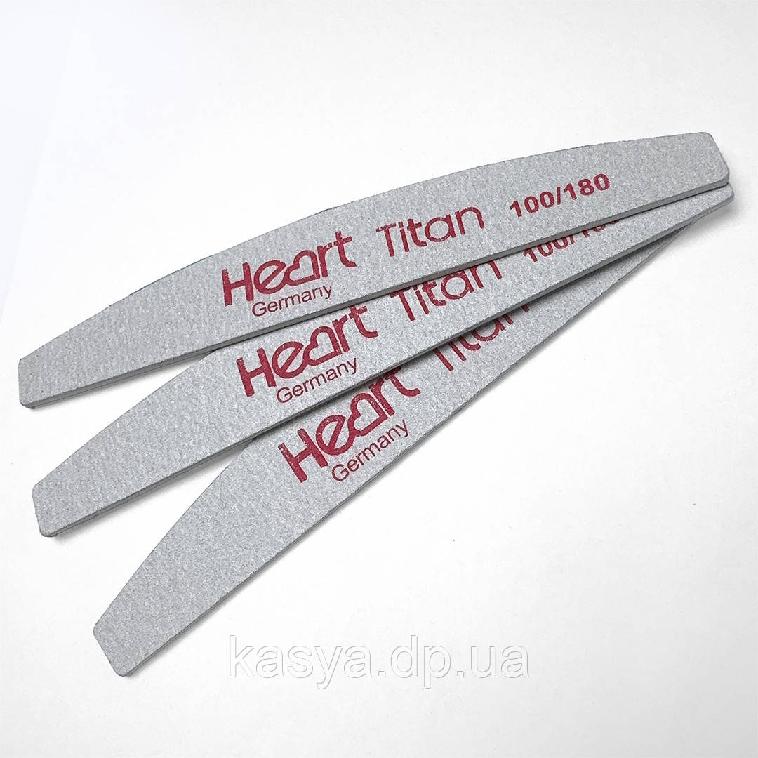 Пилка для нігтів Heart Half TITAN 100/180 гріт,  для опіла вільного краю, фото 1