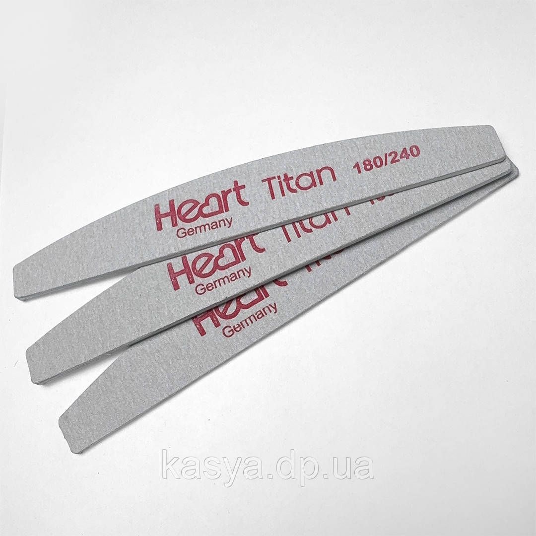 Пилка для нігтів Heart Half TITAN 180/240 грітті, для опіла вільного краю, фото 1
