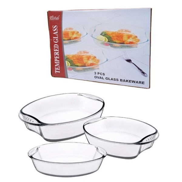 Набір форм для випічки 3 шт з жаростійкого скла Ristal, фото 1