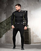 Термобілизна чорна чоловіча тактична термо білизна військова термо костюм кальсони і кофта