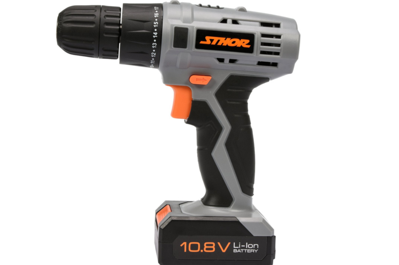 Шуруповерт-дриль STHOR від акумулятора Li-Ion 10,8 В, 1,3 АхГод, КМ- 15 Nm, патрон Ø= 0,8-10 мм 78981