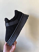 Черевики туфлі УГГІ короткі ЧОРНІ BLACK з ремінцем на високій підошві з утепленою устілкою жіночі, фото 3