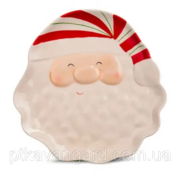 Тарілка сервірувальна "Дід Мороз" новорічка порцелянова 25*25 см, фото 1