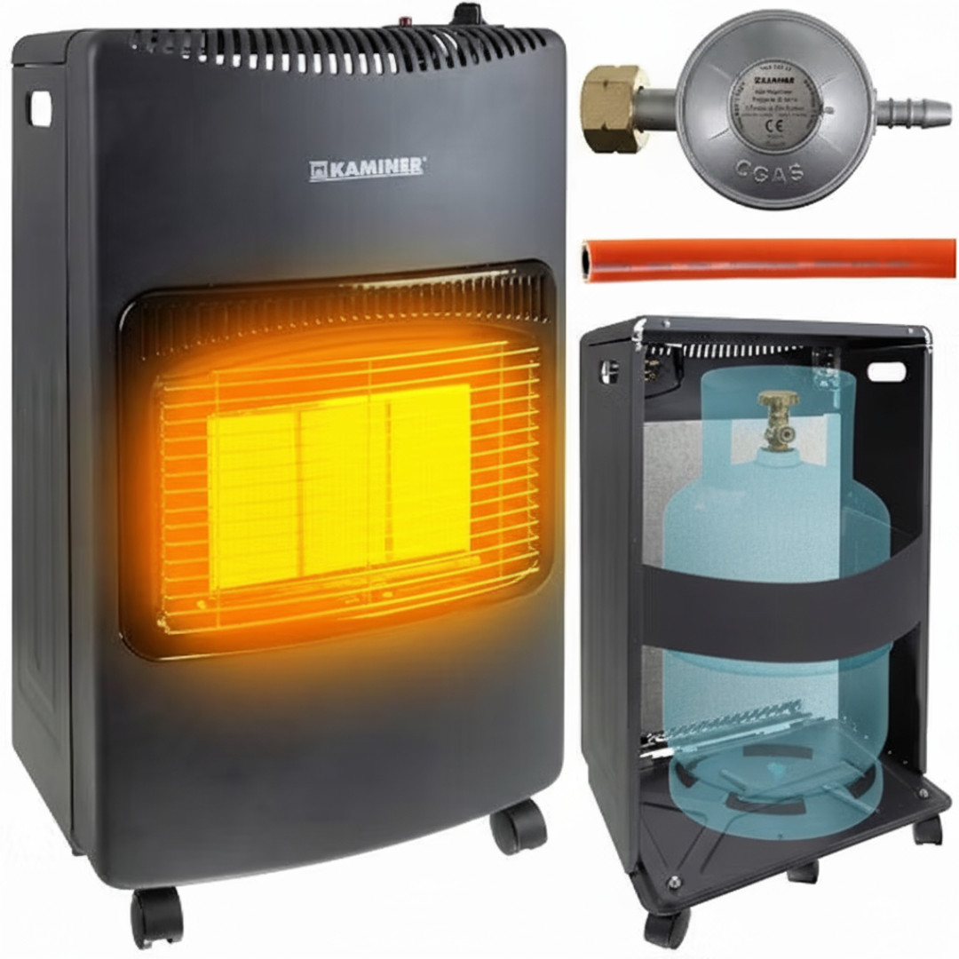 Газовий обігрівач Kaminer 26157, 3 режими, 4200 Вт, редуктор і шланг у комплекті, фото 1
