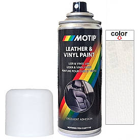 Фарба спрей для шкіри біла напівматова Motip White Semi Gloss Leather Paint RAL 9010M 200мл
