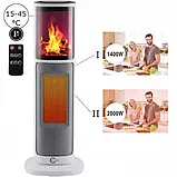 Обігрівач електричний тепловентилятор з імітацією каміна Carruzzo 2000 Вт Портативний обігрівач камін тепловентилятор з пультом, фото 6