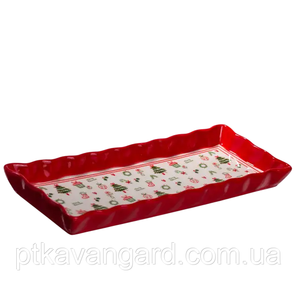 Блюдо для закусок новорічне Merry Christmas порцелянове 36.5*13*3 см, фото 1