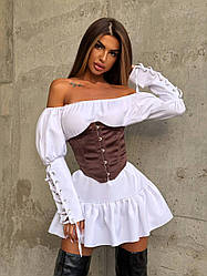 Жіноча міні сукня з відкритими плечима та корсетом Smb9493