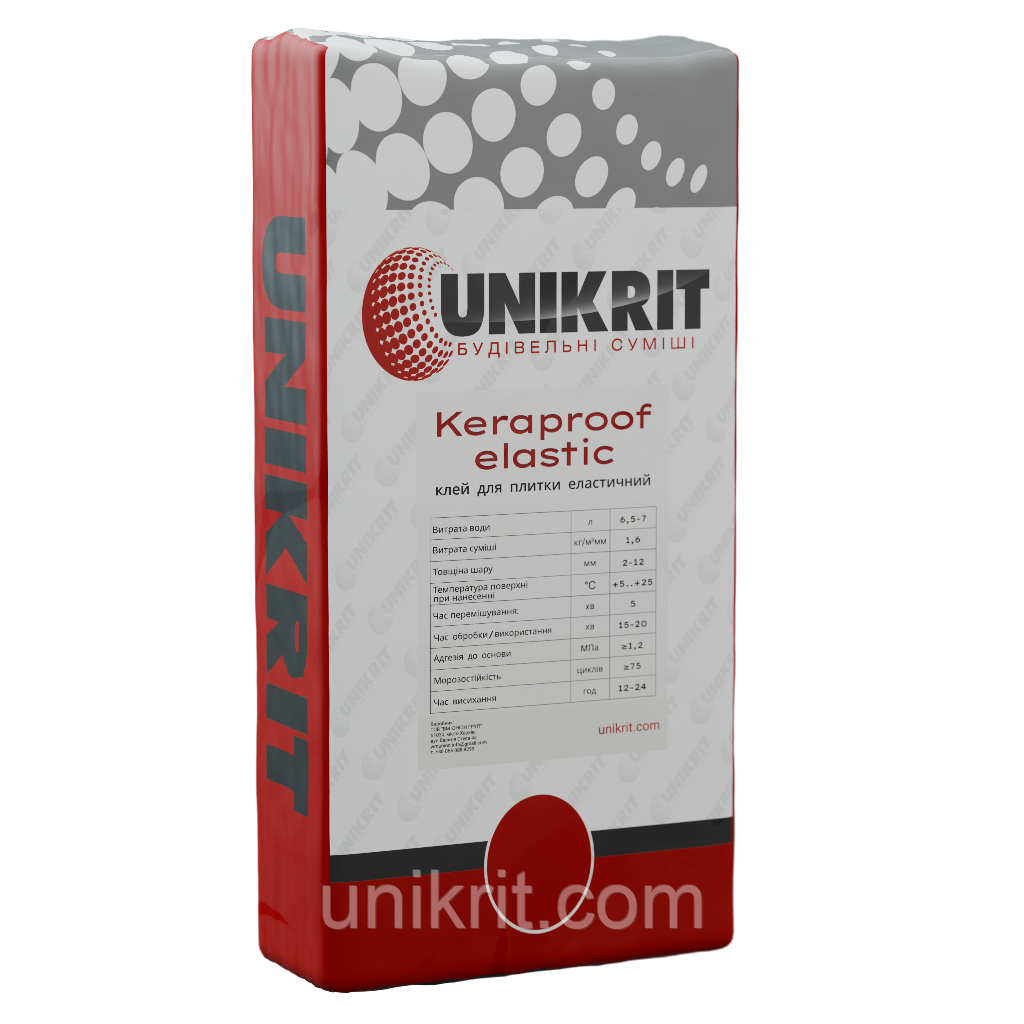 Високоеластичний клей для плитки та підлог з підігрівом UNIKRIT KeraProof Elastic, фото 1