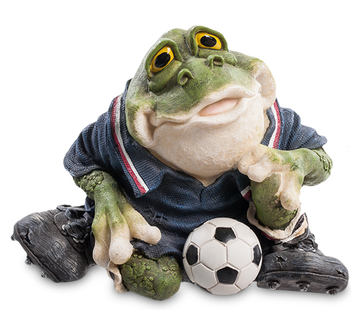 Декоративна тематична статуетка-скарбничка жабки "Футбол" із полістоуну від американського бренду Sealmark, фото 1