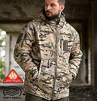 Боевая куртка softshell мультикам для армии на молнии зимняя Omni-Heat