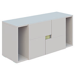 Сучасна низька тумба 900 для іграшок шириною 90 см в дитячу кімнату ЛДСП Маріо Світ Меблів кашемір + дуб сонома