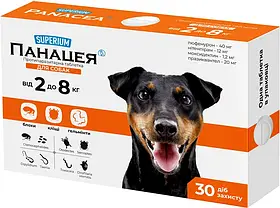 Таблетки від бліх та кліщів Панацея Суперіум для собак 2-8кг