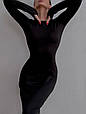 Сукня максі обтягуюча з розрізами для пальчиків з термотканини розмір: 42-46 Модель: 1526-2356 Колір: чорний, фото 3
