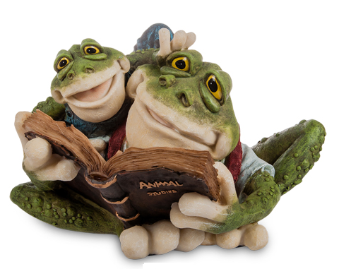 Декоративна тематична статуетка-скарбничка жабок "Цікаве читання" із полістоуну від американського бренду Sealmark, фото 1