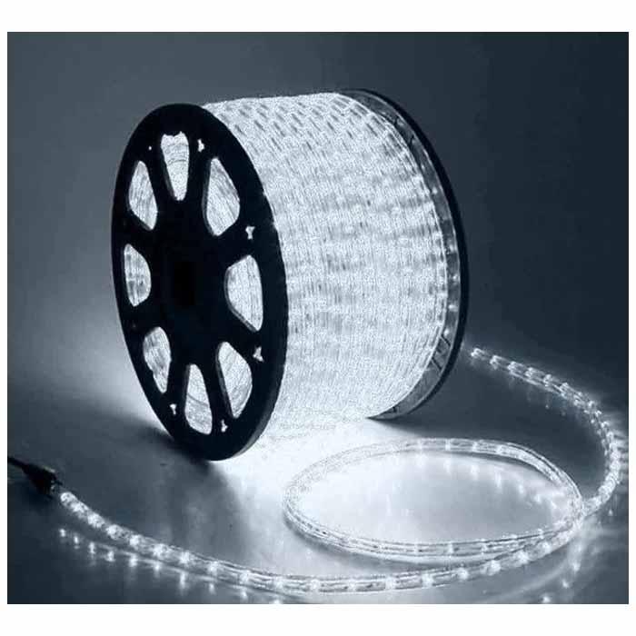 Вулична гірлянда дюралайт 50 метрів LED, колір світіння холодний білий. Новорічна гірлянда з перемикачем режимів