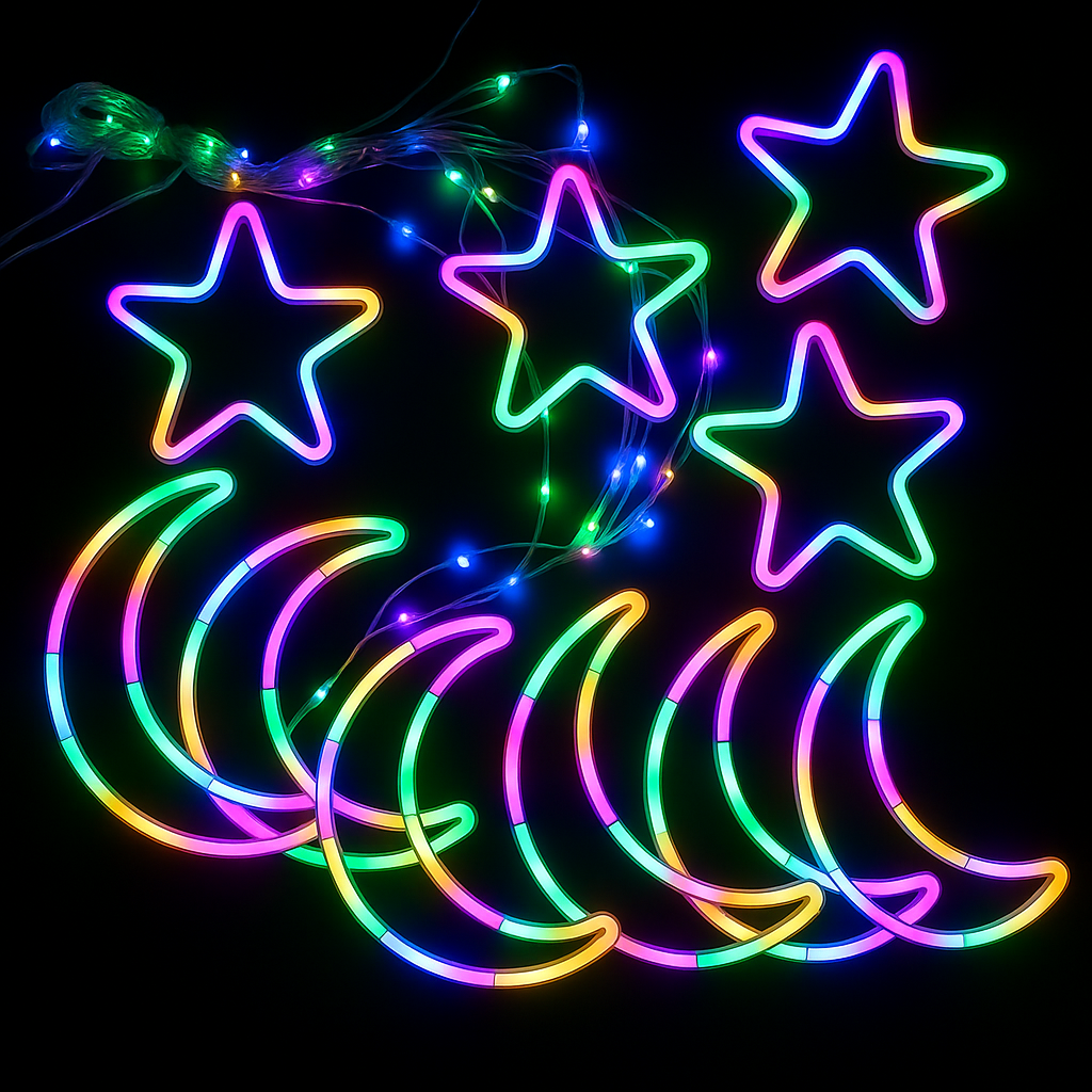 Гірлянда Штора Неон 3х0.5м 9 вогників  Мультиколір