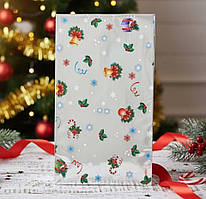 Пакет новорічний фольгований для подарунків і солодощів "Подарунки" 20×35 №39 100 штук святкові новорічні пакети