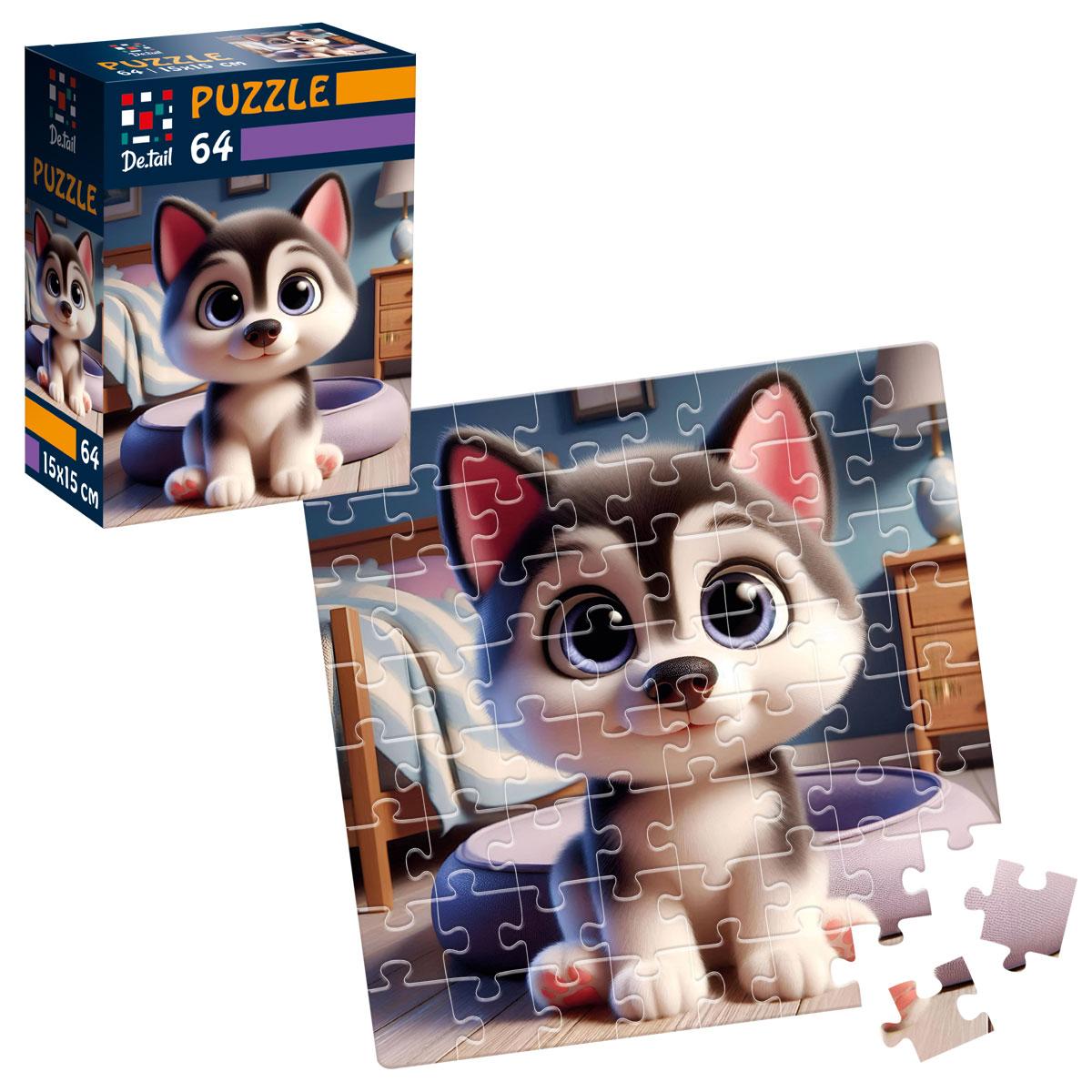 Пазли De.tail 64ел. Мале хаскі №DT1234-16(54), фото 1