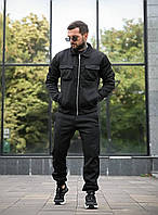Спортивний чоловічий костюм на флісі зимовий чорний, 48 7771