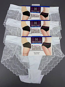 Жіночі безшовні трусики на силіконі з ніжним мереживом імітація стрінгів M/L 3шт/уп