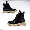 Круті зимові чорні черевики натуральна шкіра на бежевій підошві, фото 9