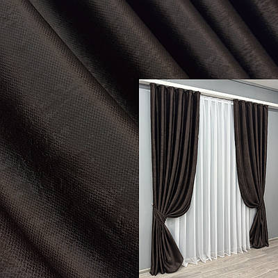 Комплект штор (2шт. 1,5х2,75м.) з тканини софт. Колір венге. Код 1743ш 33-0809