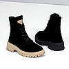 Круті зимові чорні черевики натуральна замша стильний декор, фото 9